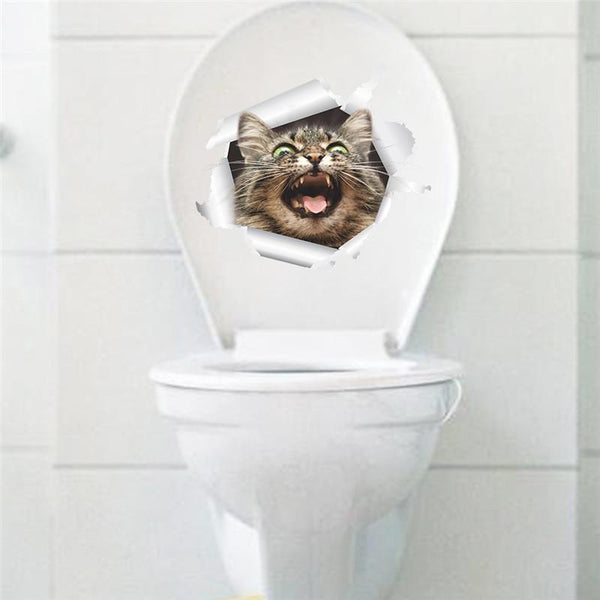 3D Cat Wall/Toilet Vinyl Decal Wall Sticker