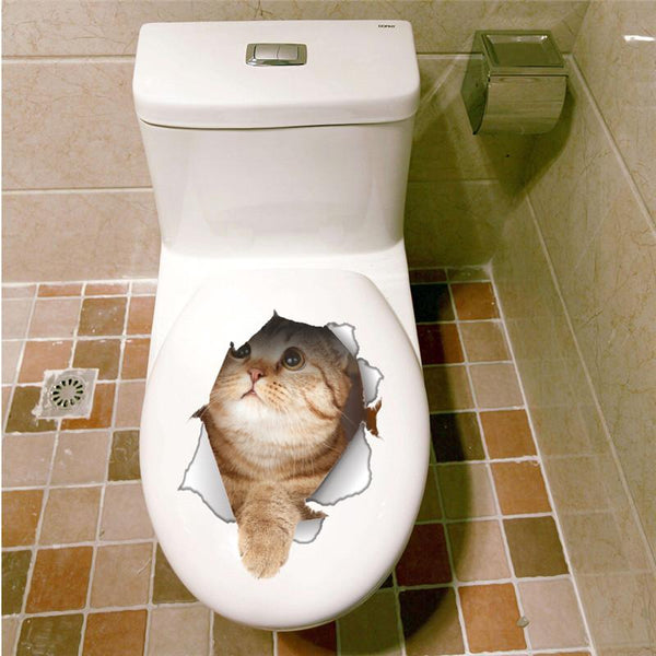 3D Cat Wall/Toilet Vinyl Decal Wall Sticker