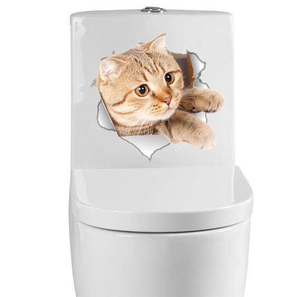 3D Cat Wall/Toilet Vinyl Decal Wall Sticker