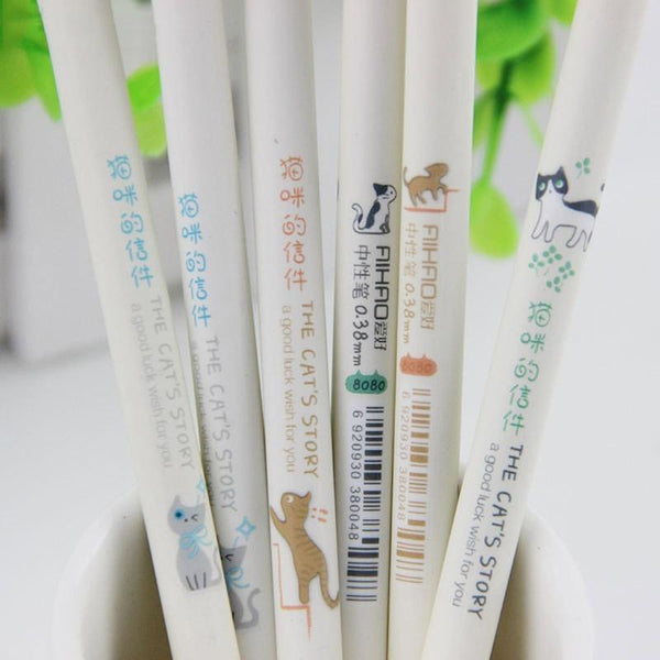 Set of 3 Cute Kawaii Ink Gel Cat Head Pens