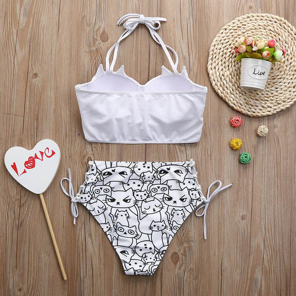 Cute Cat Faces Bikini Swimwear