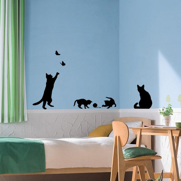 Cats Playing Removable Vinyl Wall Decal Stickers
