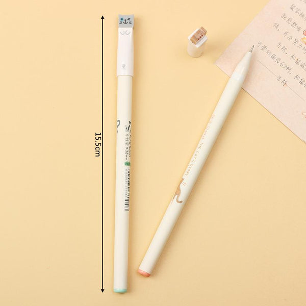 Set of 3 Cute Kawaii Ink Gel Cat Head Pens