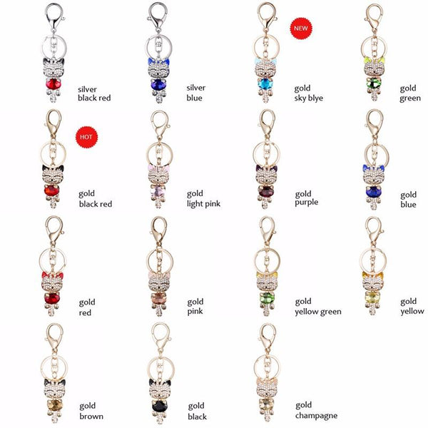 Rhinestone Cat Keychain