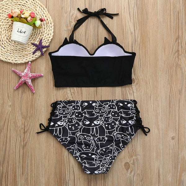 Cute Cat Faces Bikini Swimwear
