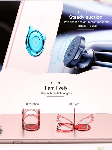 Magnetic Cat Ear Ring Holder & Stand For Smart Phones