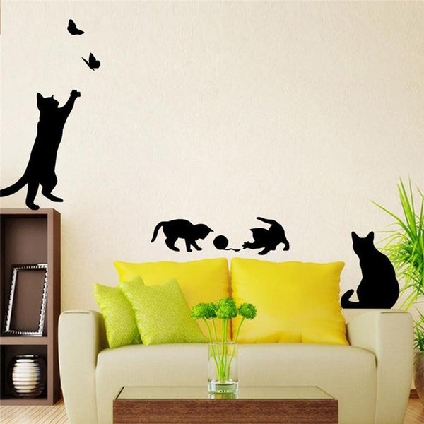 Cats Playing Removable Vinyl Wall Decal Stickers