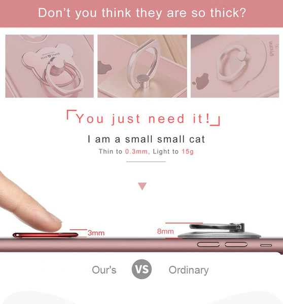 Magnetic Cat Ear Ring Holder & Stand For Smart Phones