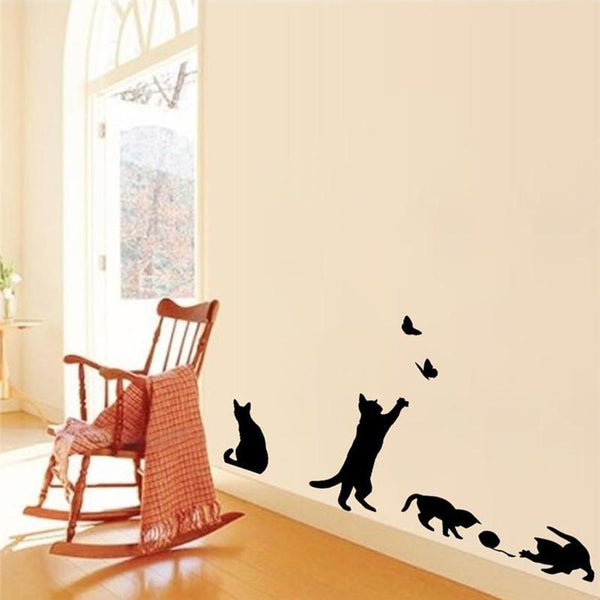Cats Playing Removable Vinyl Wall Decal Stickers