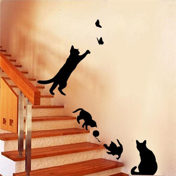 Cats Playing Removable Vinyl Wall Decal Stickers