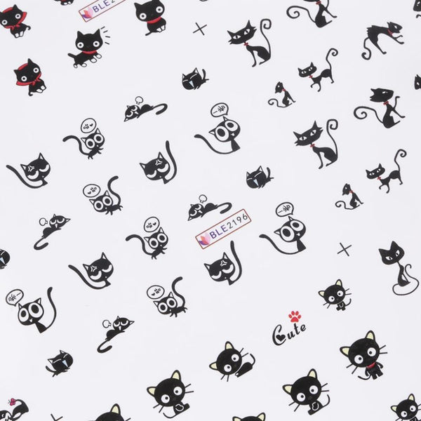 Black Cat Nail Art Stickers