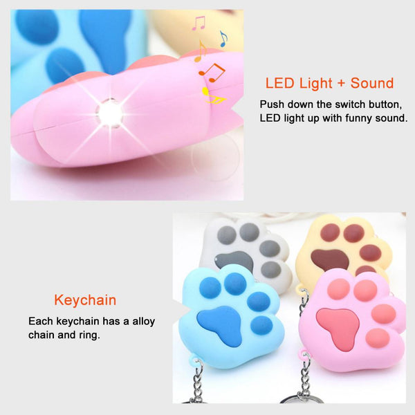 Cute Cat Paw LED Keychain with Sound
