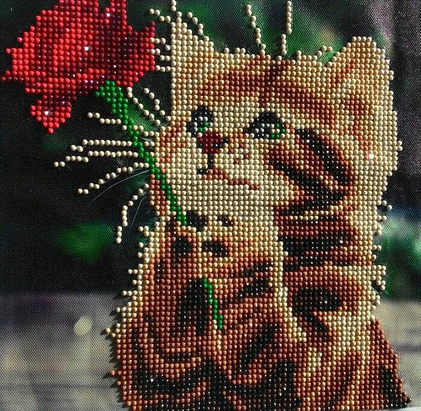 DIY Diamond Painting Flower Cat Mosiac Photo Canvas