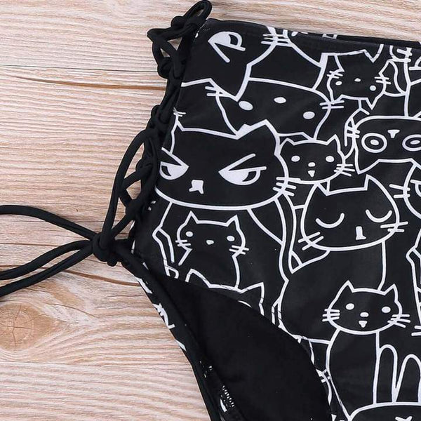 Cute Cat Faces Bikini Swimwear