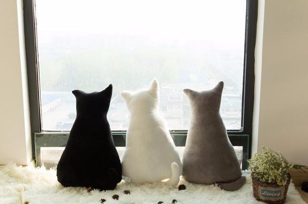 Cat Shaped Plush Throw Pillow