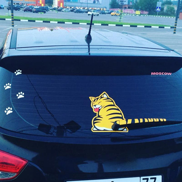 Funny Cat Window Decal - Wiper Blade Sticker