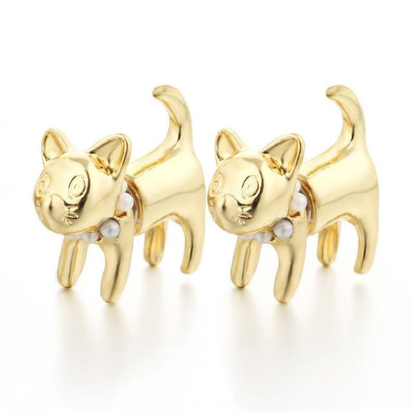Cat Pearl Stud Earrings