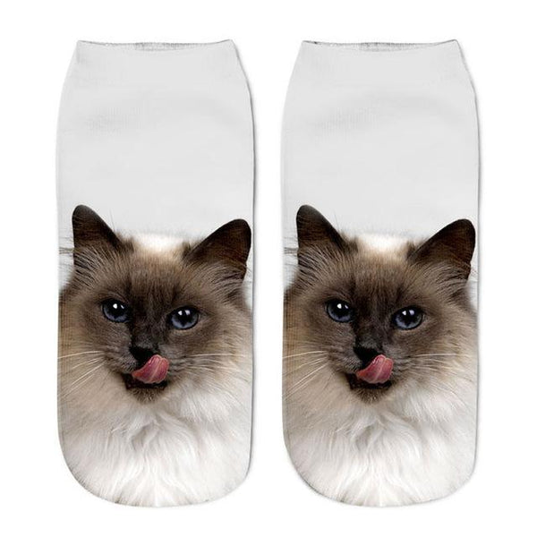 3D Cat Print Women's Ankle Socks