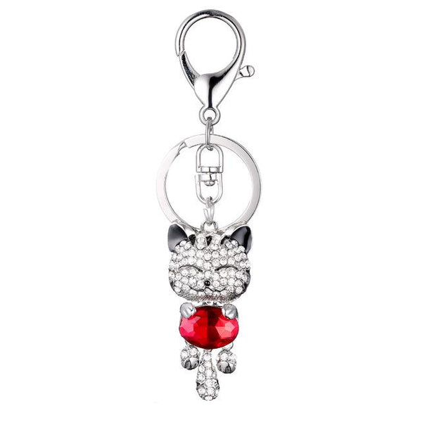 Rhinestone Cat Keychain