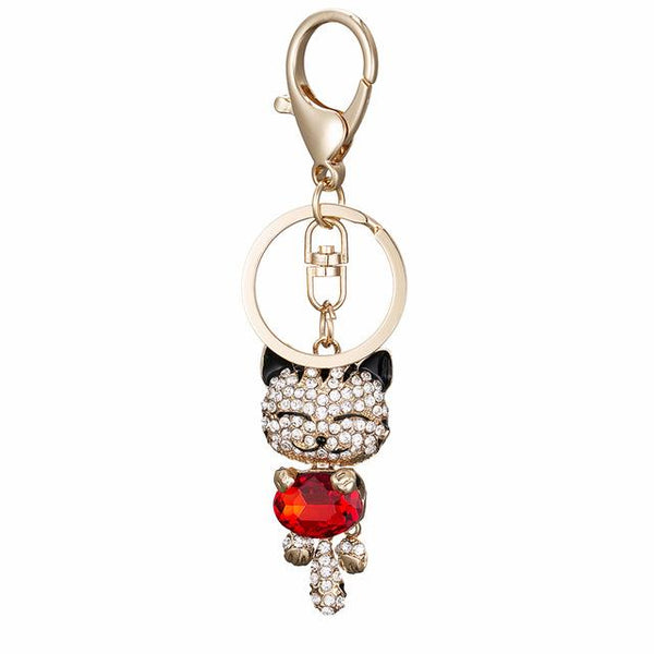 Rhinestone Cat Keychain