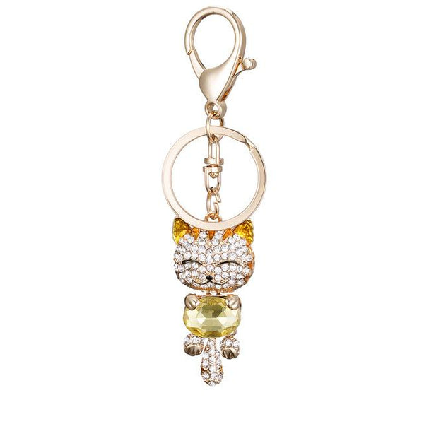 Rhinestone Cat Keychain