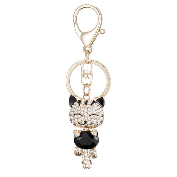 Rhinestone Cat Keychain
