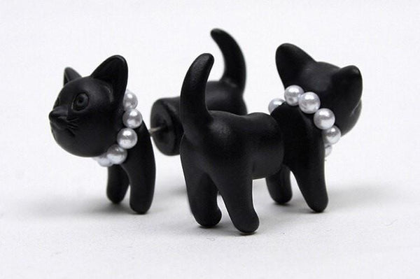Cat Pearl Stud Earrings
