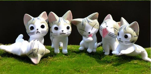 Miniature Home Decorative Anime Cats 6 Pieces