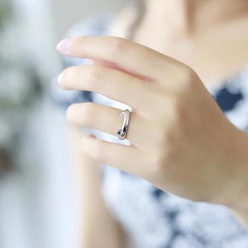 Silver Plated Cat Ear and Paws Ring