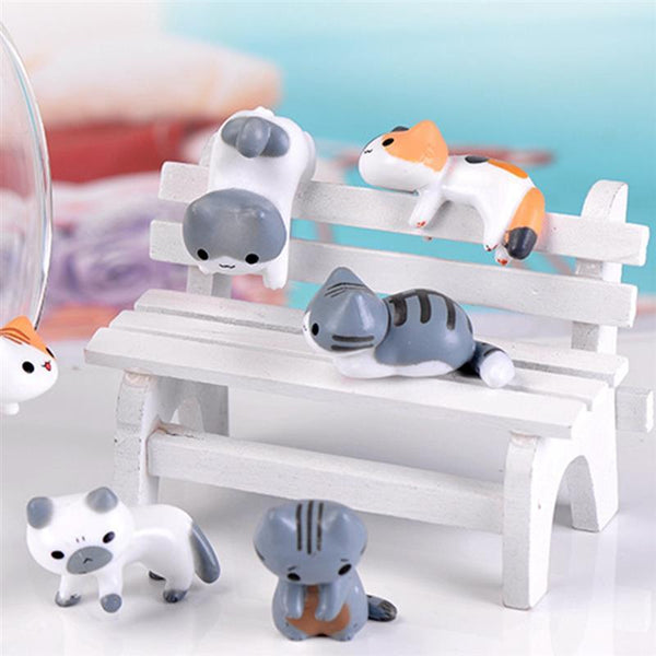 Miniature Fairy Garden Decorative Cats 6 Pieces