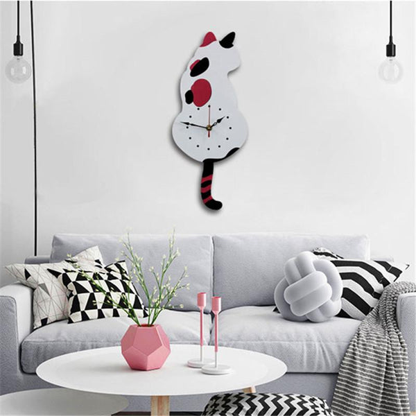 Cat Tail Wagging Hanging Wall Clock