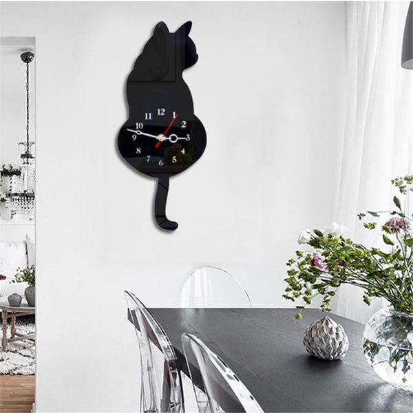 Cat Tail Wagging Hanging Wall Clock