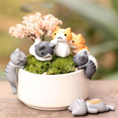 Miniature Home Decorative Cats 6 Pieces