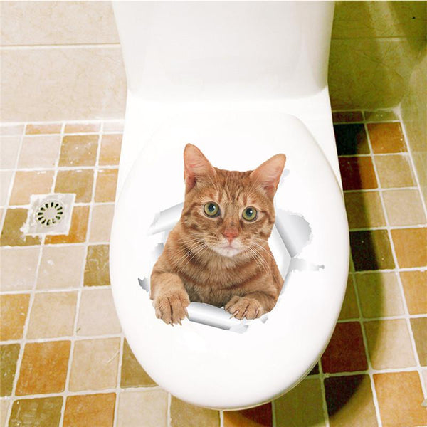 3D Cat Wall/Toilet Vinyl Decal Wall Sticker