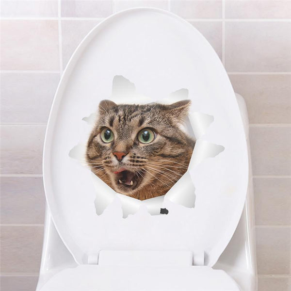 3D Cat Wall/Toilet Vinyl Decal Wall Sticker