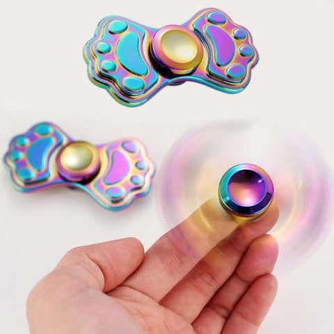 Rainbow Brass Cat Claw Fidget Spinner Toy