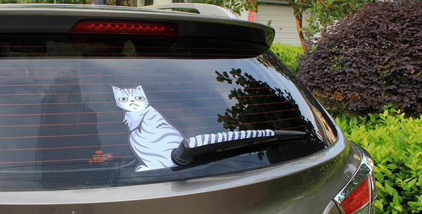 Funny Cat Window Decal - Wiper Blade Sticker
