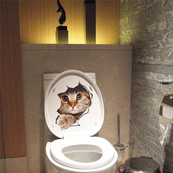 3D Cat Wall/Toilet Vinyl Decal Wall Sticker