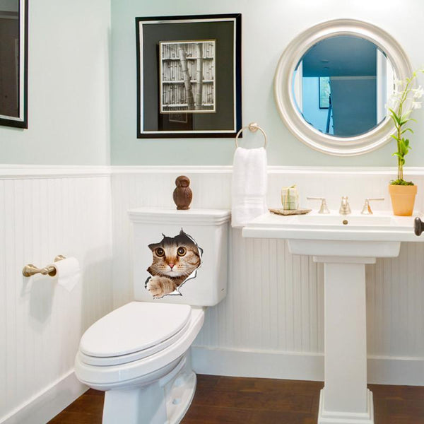 3D Cat Wall/Toilet Vinyl Decal Wall Sticker