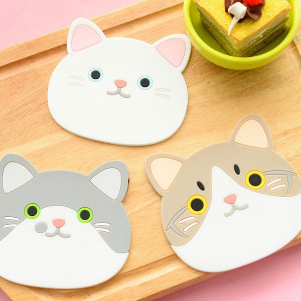 Cute Cat Silicone Coasters for Cups