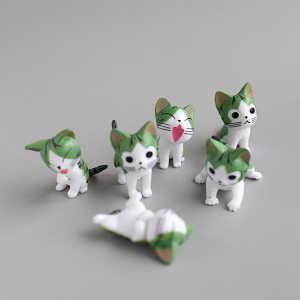 Miniature Home Decorative Anime Cats 6 Pieces
