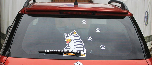 Funny Cat Window Decal - Wiper Blade Sticker