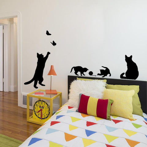 Cats Playing Removable Vinyl Wall Decal Stickers