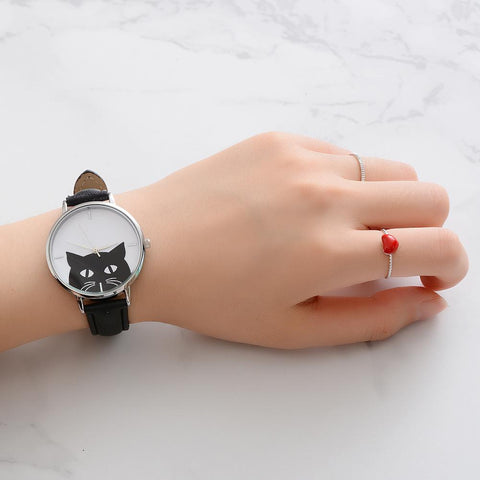 Adorable Cat Face Quartz Wrist Watch