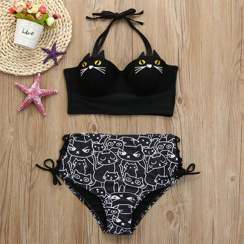 Cute Cat Faces Bikini Swimwear