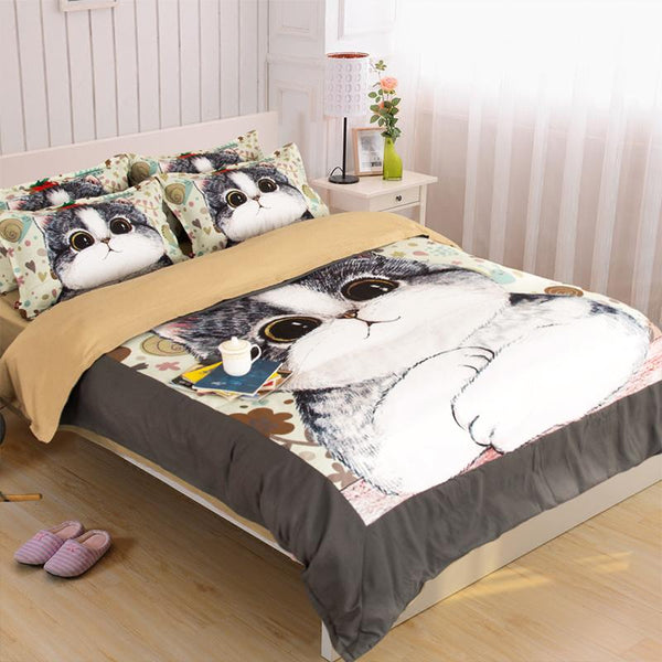 Cat Print Bedding Set