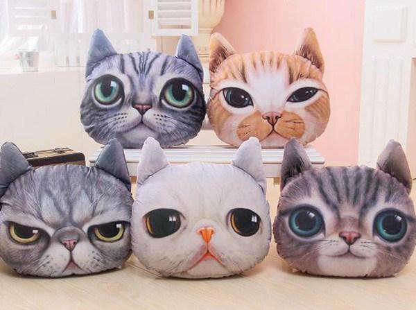 3D Cat Face Sofa & Chair Throw Pillow