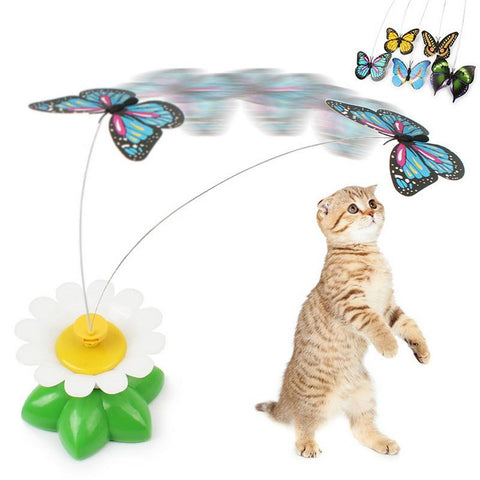 Interactive Cat Toys - Rotating Colorful Butterfly or Hummingbird