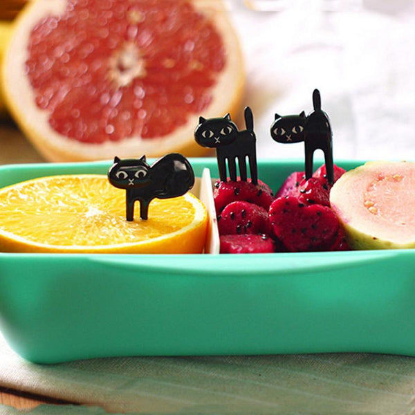 6 Piece Little Black Cat Fruit Forks