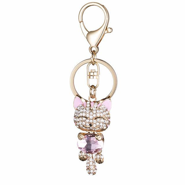 Rhinestone Cat Keychain